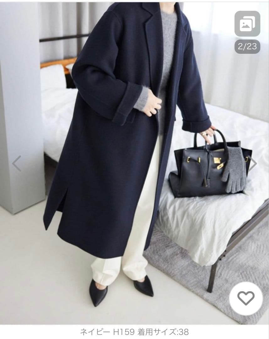 （新品未使用）SLOBE IENA ダブルフェイスチェスターコート38 ネイビー