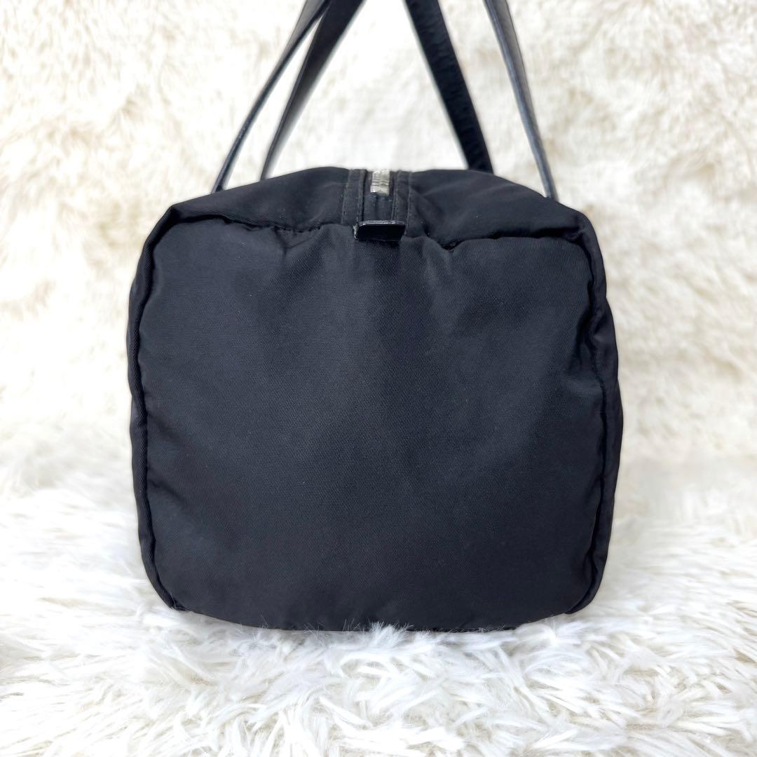 プラダ ミニボストン ハンドバッグ 三角ロゴ y2k レザー ナイロン 黒