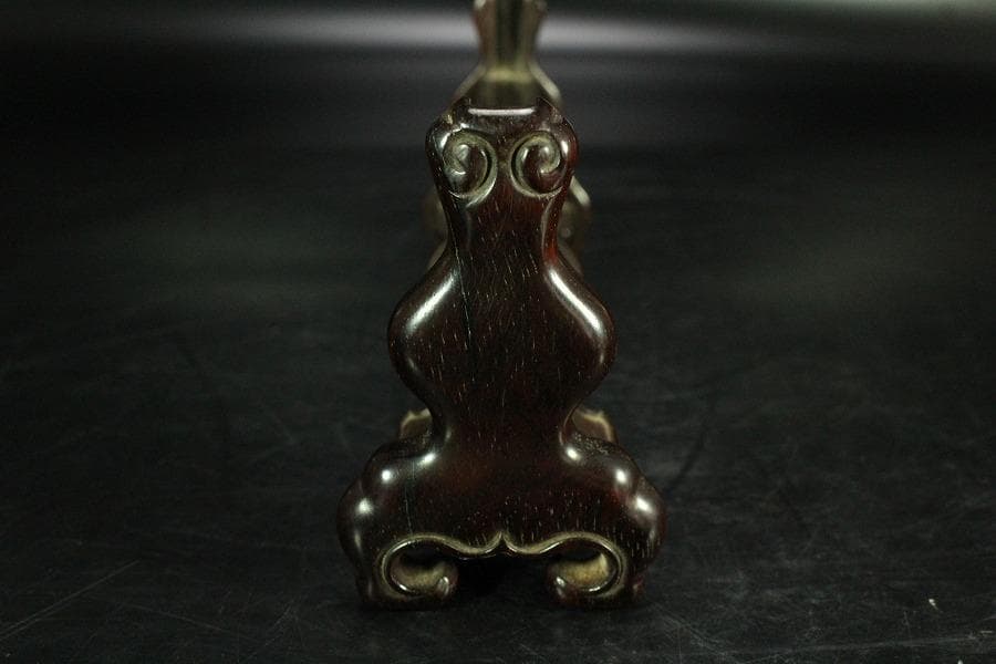 唐物 中国美術 紫檀台 葡萄木 硯屏 文房四宝(K-A864)