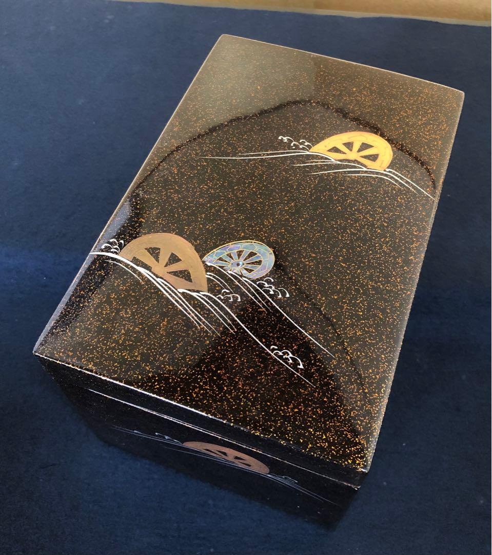 ❗️割引《R》茶道具 梨地 波車蒔絵 螺鈿 青貝 茶箱 木製漆器　250729F2