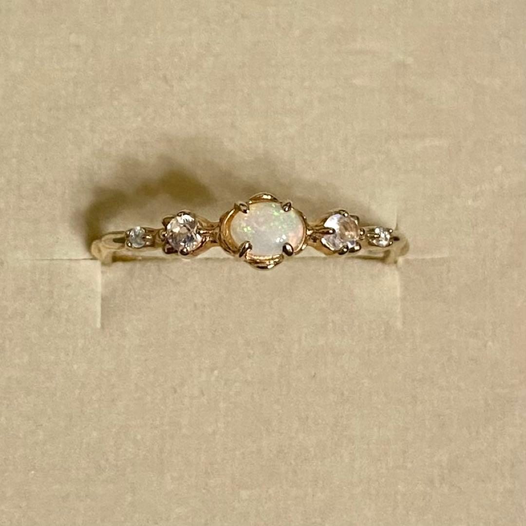 NOJESS K10 オパール ラブラドライト ダイヤ 0.13ct リング