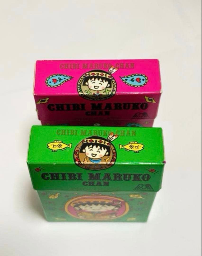 当時物　ちびまる子ちゃん　森永チョコレート　空箱　おまけカード