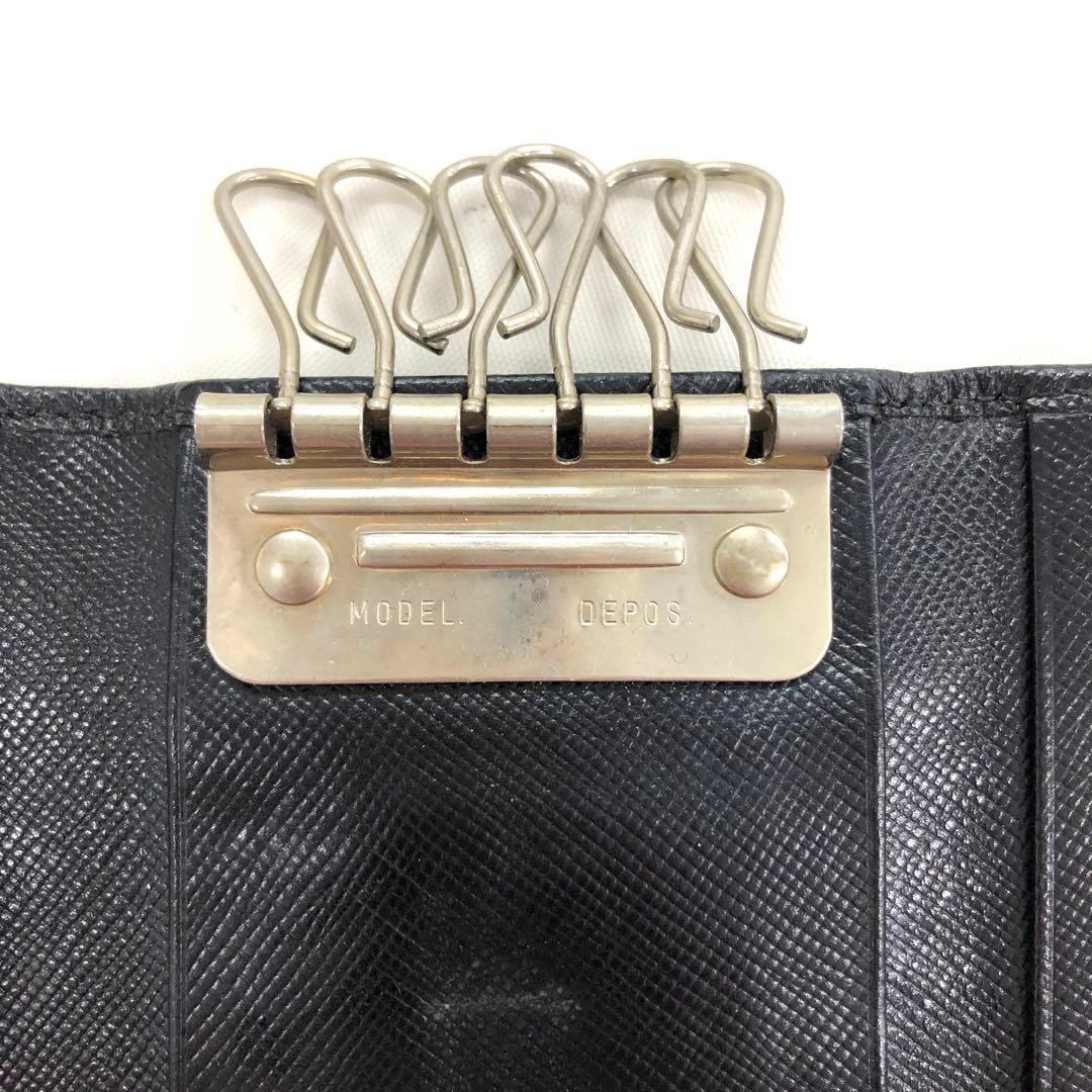 M04/030 PRADA プラダ 6連キーケース 三角ロゴ ブラック