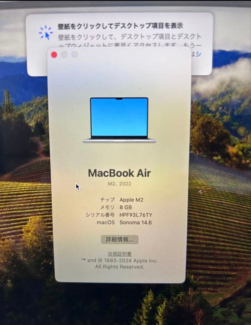 Apple MacBook M2 2022 グレー