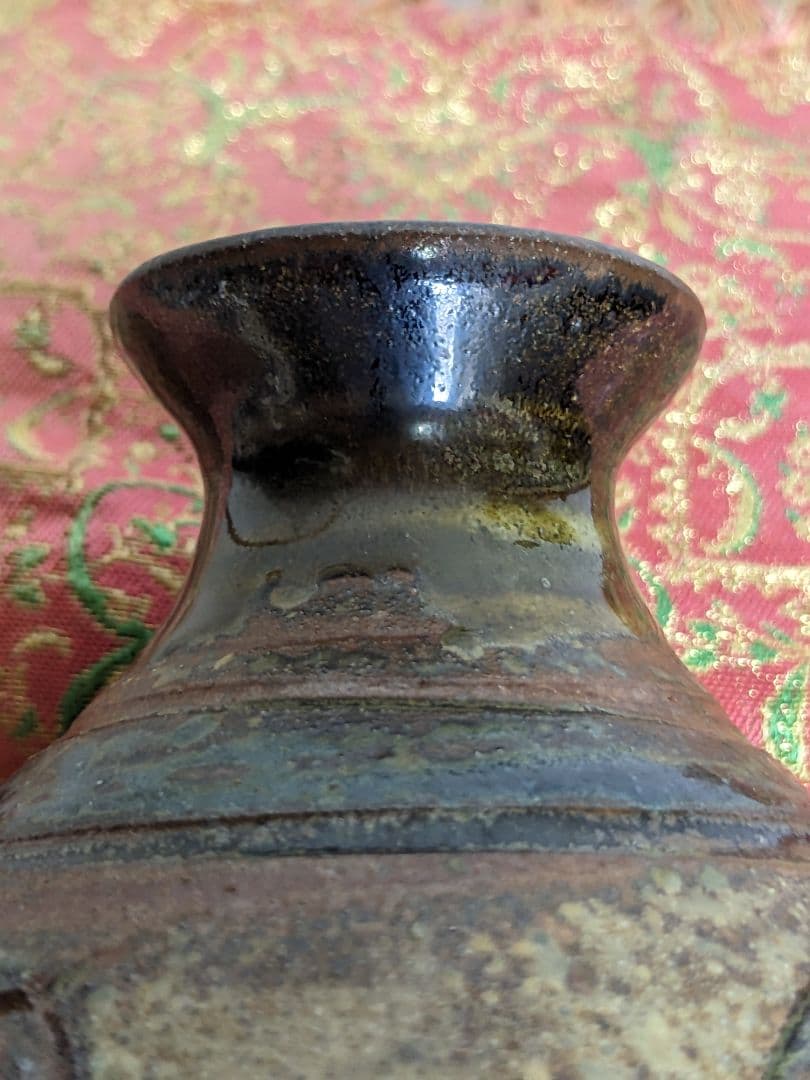 ⭐琉球陶芸 人間国宝 金城次郎初期作 蝦魚紋小壺 コレクション骨董品アンティーク