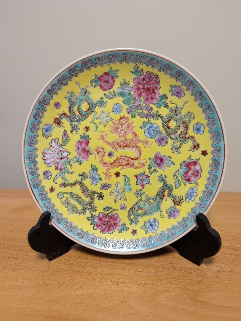 中国景徳鎮 アンティーク皿 皿立て付き