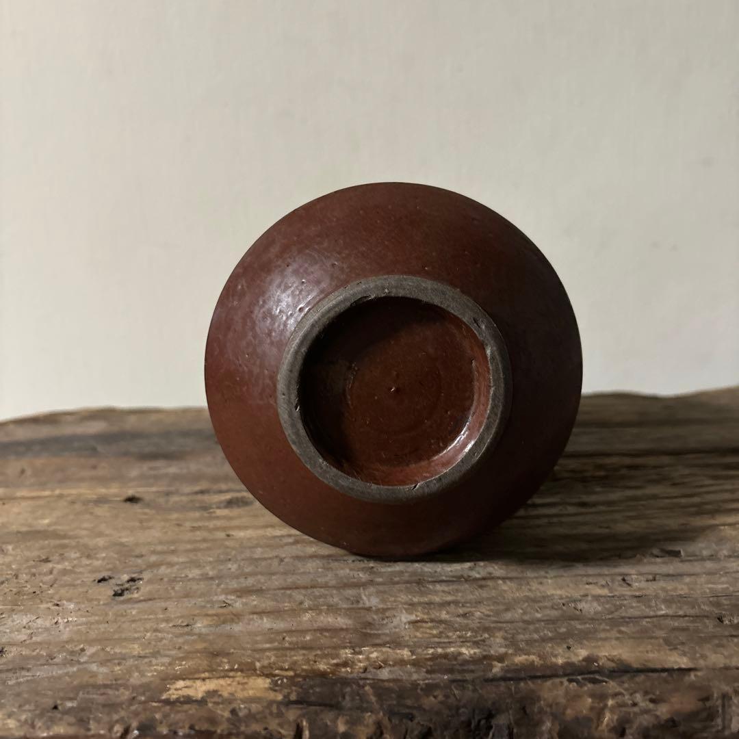 大堀相馬鉄釉もしくは古丹波天目釉徳利　古陶磁.骨董.アンティーク.花入.古民芸