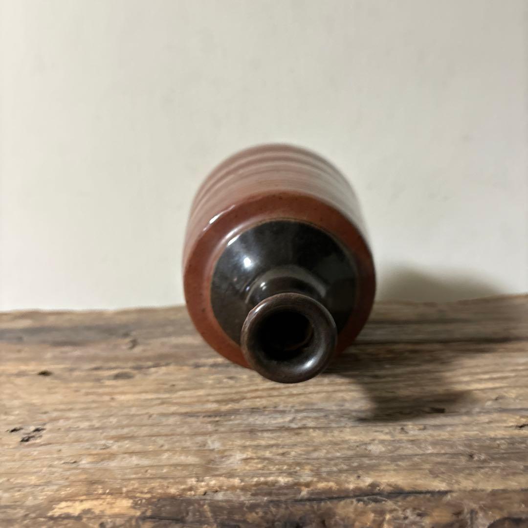 大堀相馬鉄釉もしくは古丹波天目釉徳利　古陶磁.骨董.アンティーク.花入.古民芸