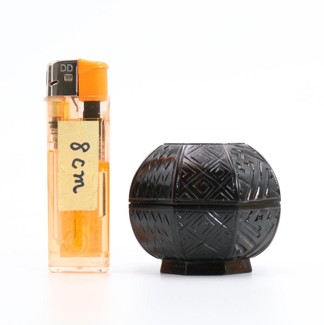 福田慶造作 黒檀 八角香合 共箱 茶道具　C152　1F20