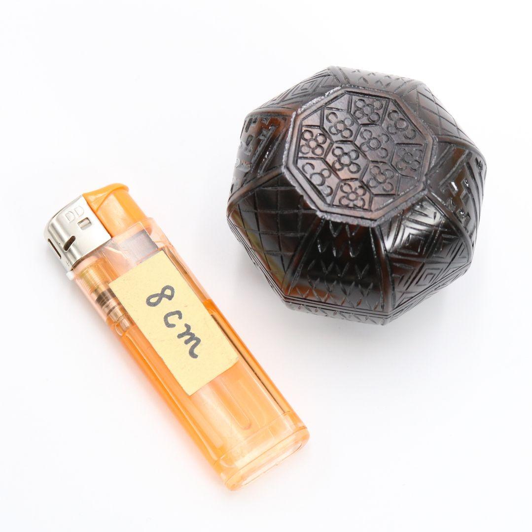 福田慶造作 黒檀 八角香合 共箱 茶道具　C152　1F20