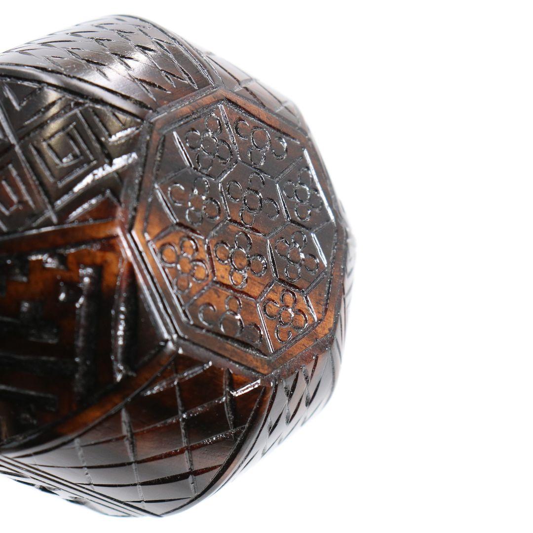 福田慶造作 黒檀 八角香合 共箱 茶道具　C152　1F20