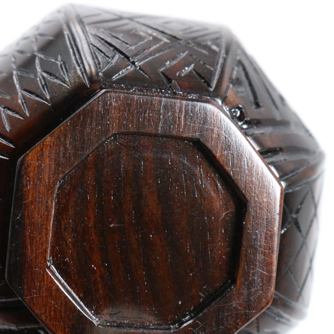 福田慶造作 黒檀 八角香合 共箱 茶道具　C152　1F20