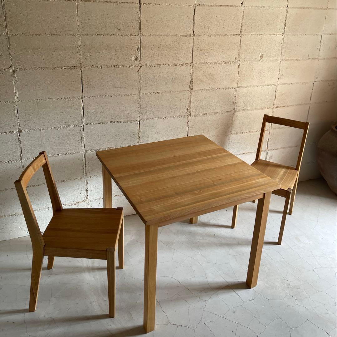 無印良品 MUJI ダイニング3点セット　タモ材　天然木無垢材　80サイズ