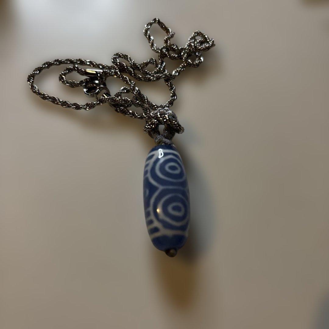 青のシリーズきたよ！老玉髄龍眼天珠様！頭にズーンとくる！