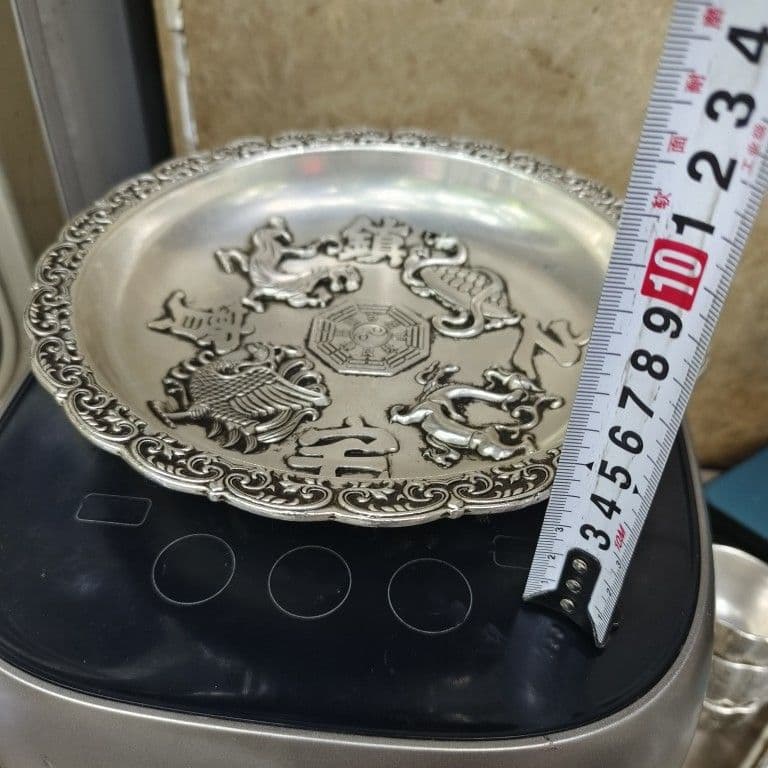 銅 細工 四大神獣 銅盤 聚宝盆鎮宅之宝 装飾品 工芸品 置物