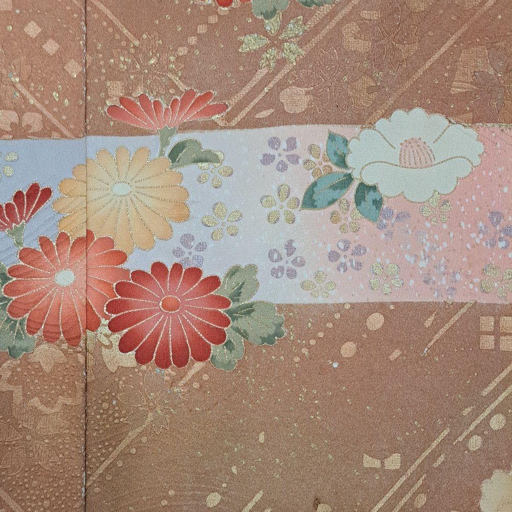 正絹振袖セット ピンク地の古典的な金彩模様と十二単風の重ね仕立 成人式に最適