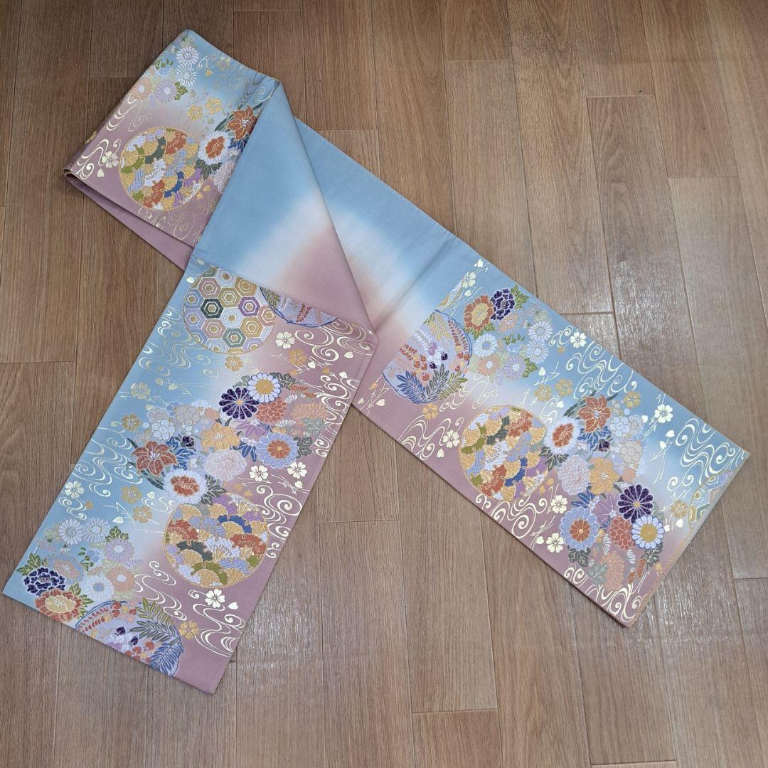 正絹振袖セット ピンク地の古典的な金彩模様と十二単風の重ね仕立 成人式に最適