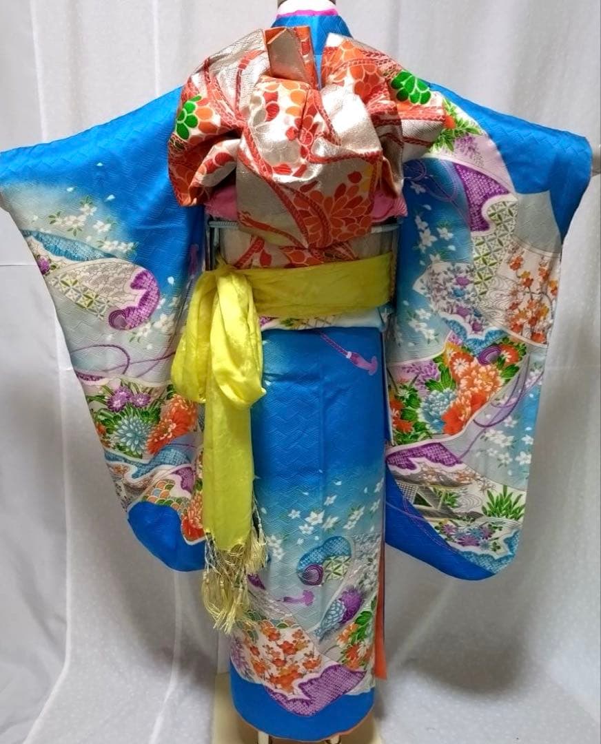 七五三　7歳　女の子　正絹着物　袋帯、長襦袢、小物セット