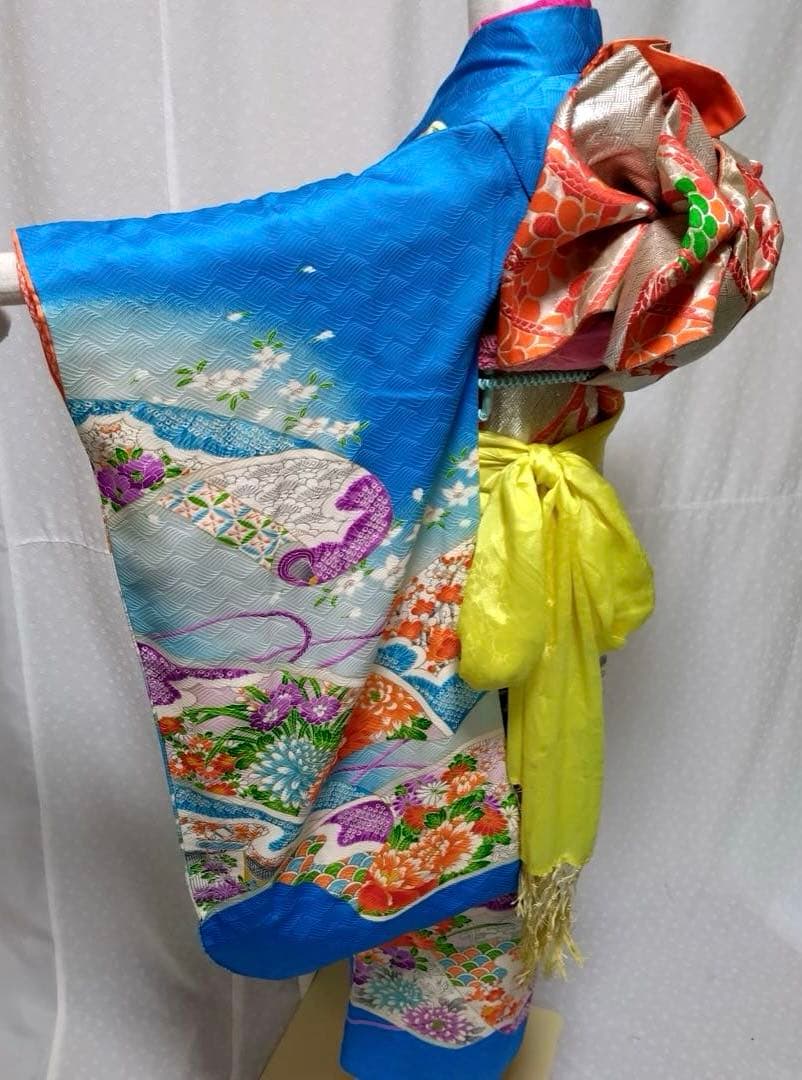 七五三　7歳　女の子　正絹着物　袋帯、長襦袢、小物セット