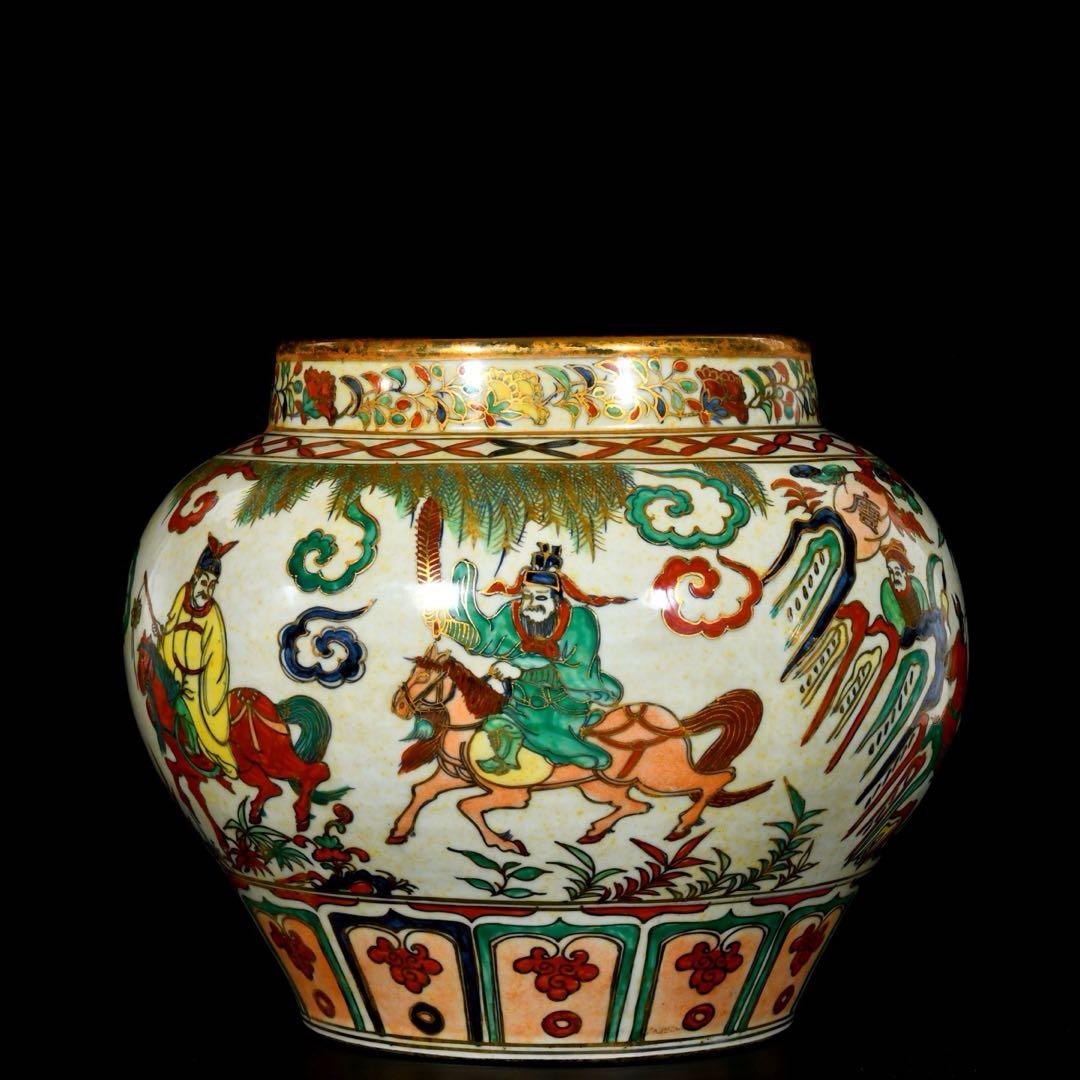 旧蔵　元時代の五彩　馬に乗って主人を救う 陶器　時代物　置物　古美術 縁起物