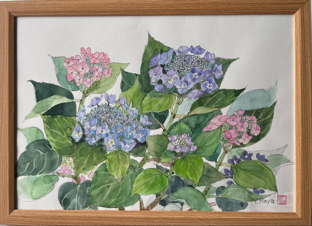 薔薇の花、パンジー　額紫陽花の3点セット　ゴードンさん