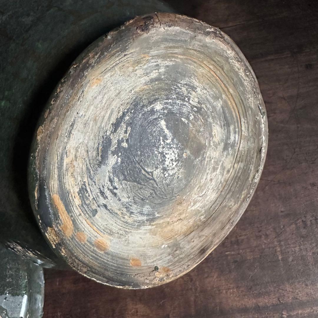 雰囲気良し　須恵器　緑釉　蓋物　古陶磁　中国美術　時代物