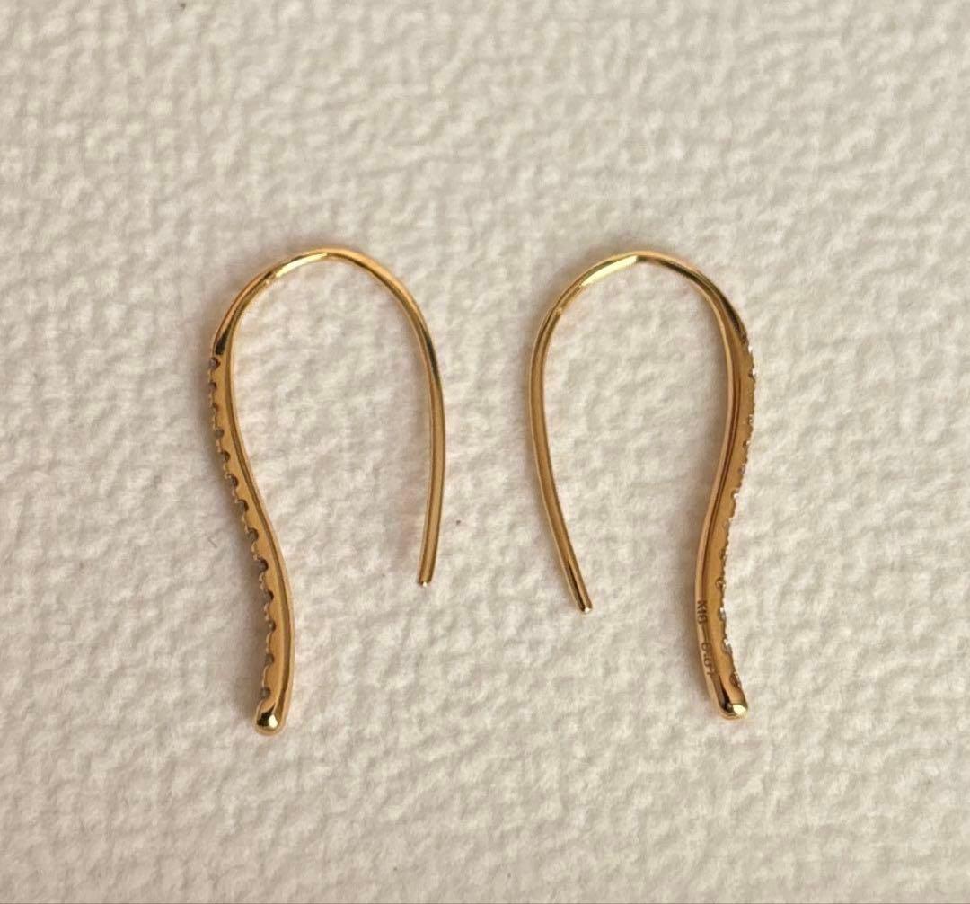 k18 ダイヤモンド　フックピアス　片耳0.07ct