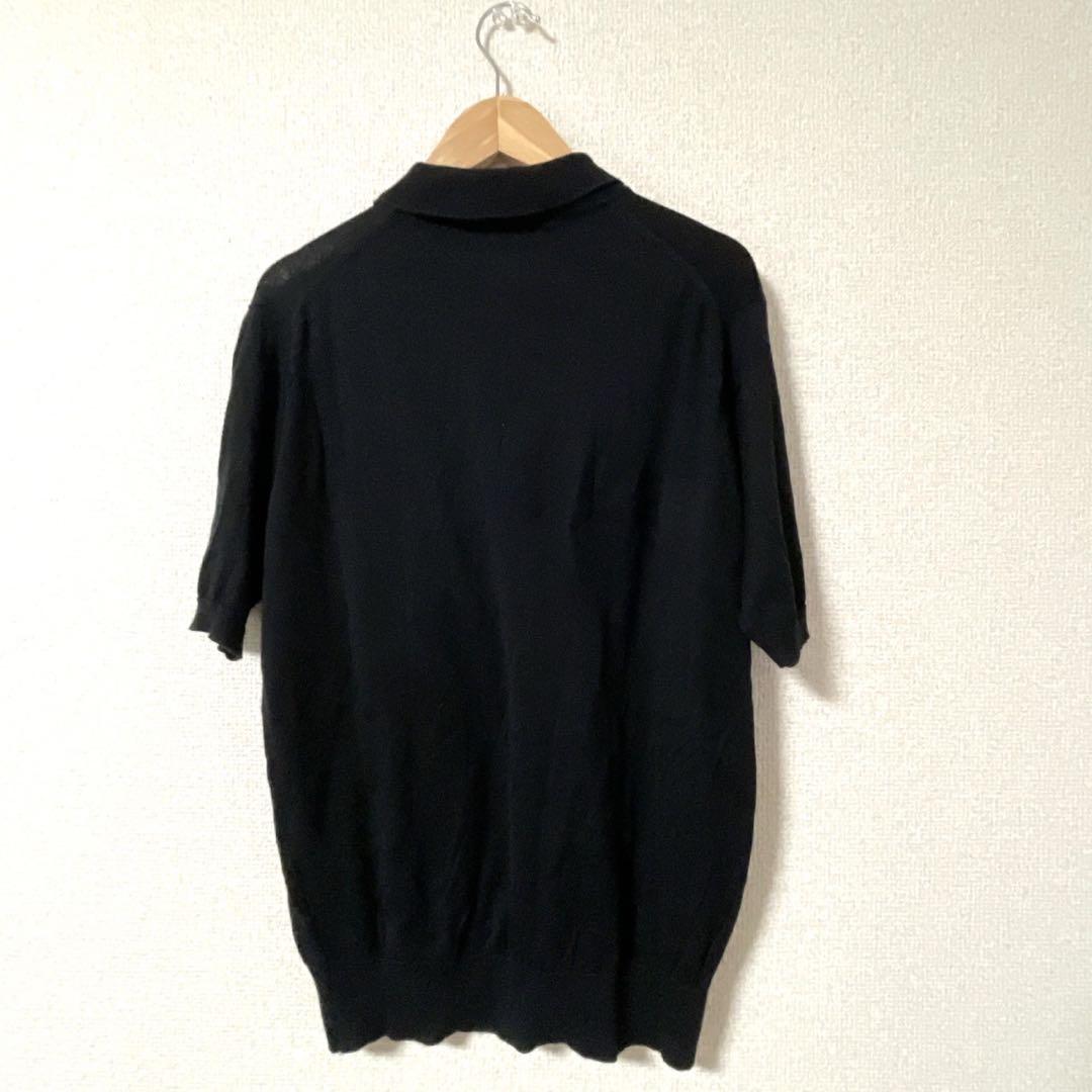 ジョンスメドレー  半袖ニットポロシャツ　ブラック　38