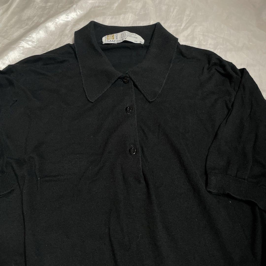 ジョンスメドレー  半袖ニットポロシャツ　ブラック　38