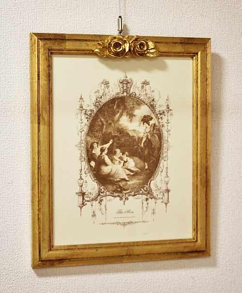 イタリア 額絵 貴族柄 ゴールドリーフ ローズ アンティーク FAL-15-2