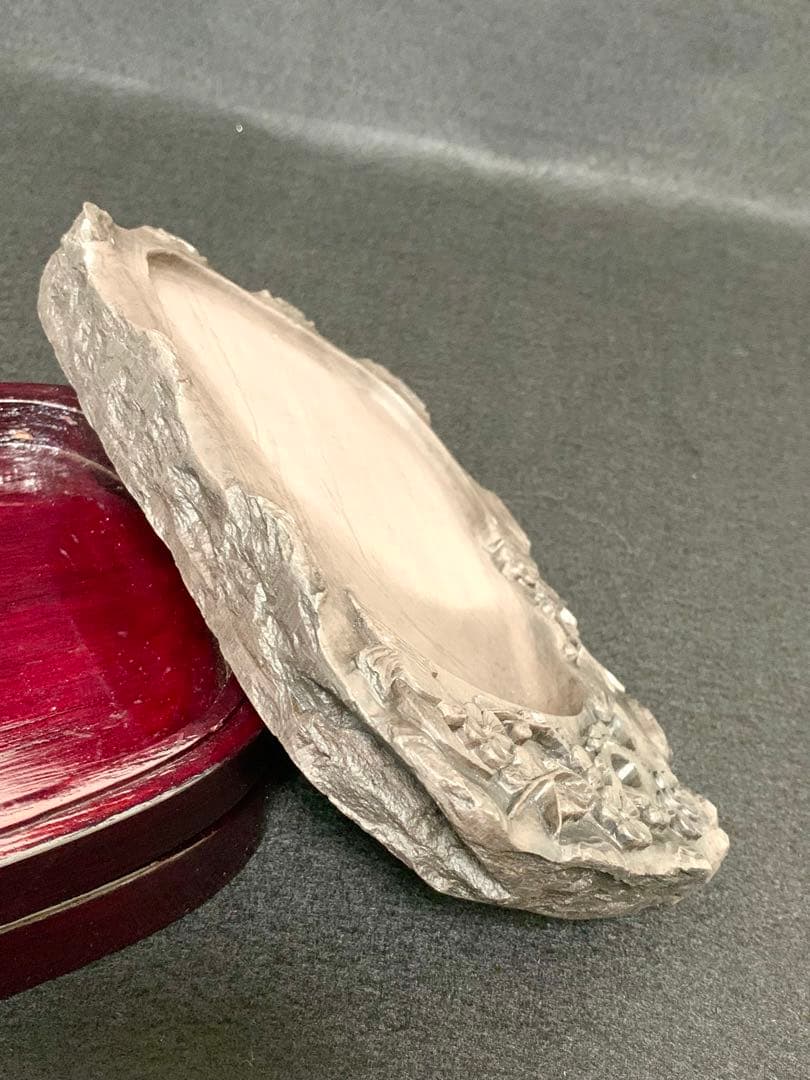 中国端渓硯　天然高級硯石　中国硯　木箱入り　石波模様　アンティーク希少名品