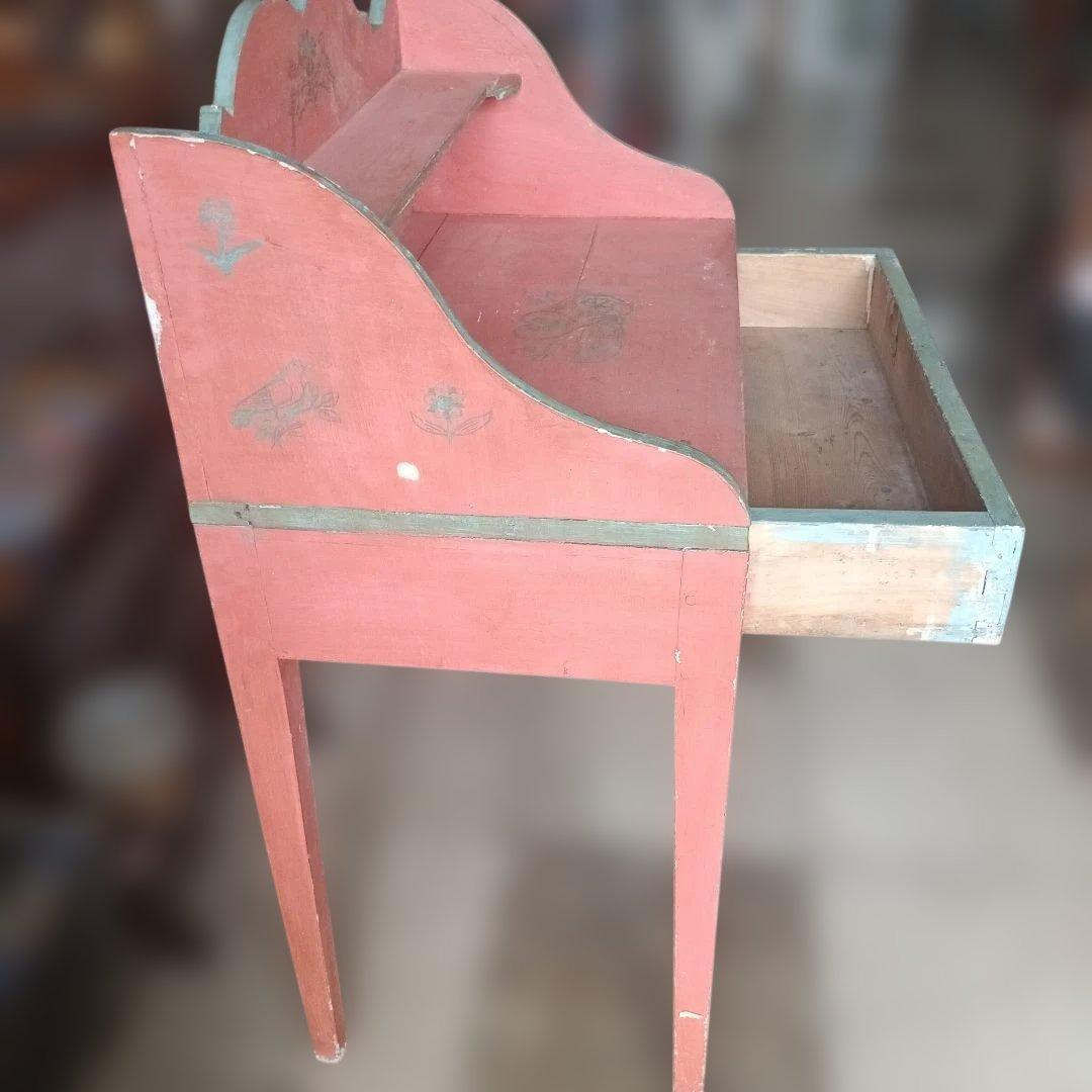 4437）アンティーク　ライティングデスク・サイドテーブル　小鳥草花ペイント