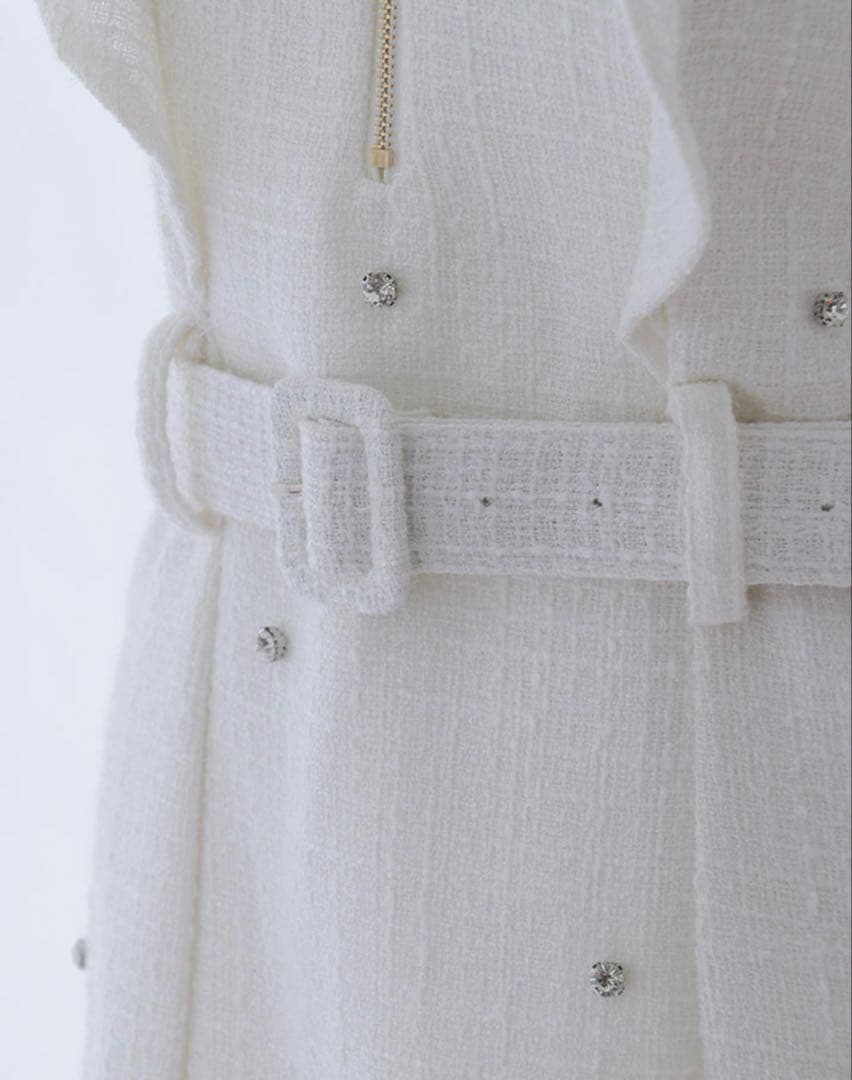 jewels ビジューラメツイードフリルドレス