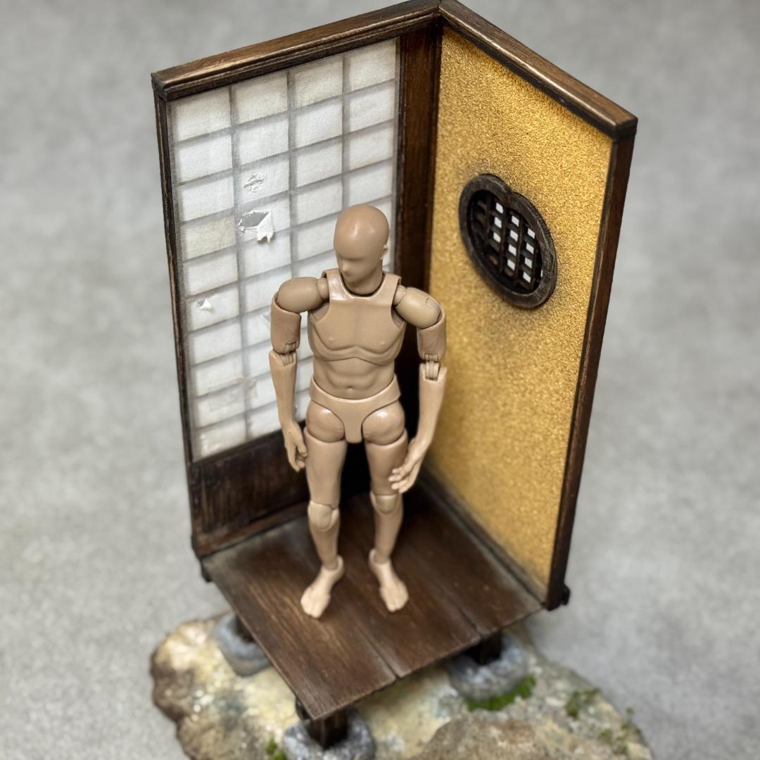 1/12スケール 手作りジオラマ 障子付き日本家屋玄関