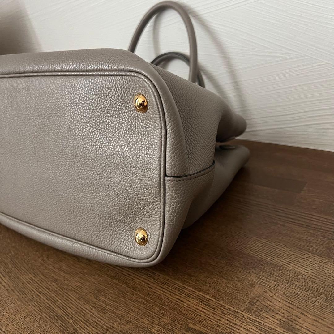 PRADA プラダ 2WAY トート ハンド バッグ レザー グレージュ