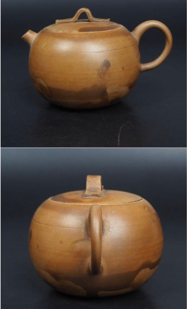 送料無料　18世紀初頭　江戸期白備前焼急須一対　箱付 ★博物館級★ 煎茶道具