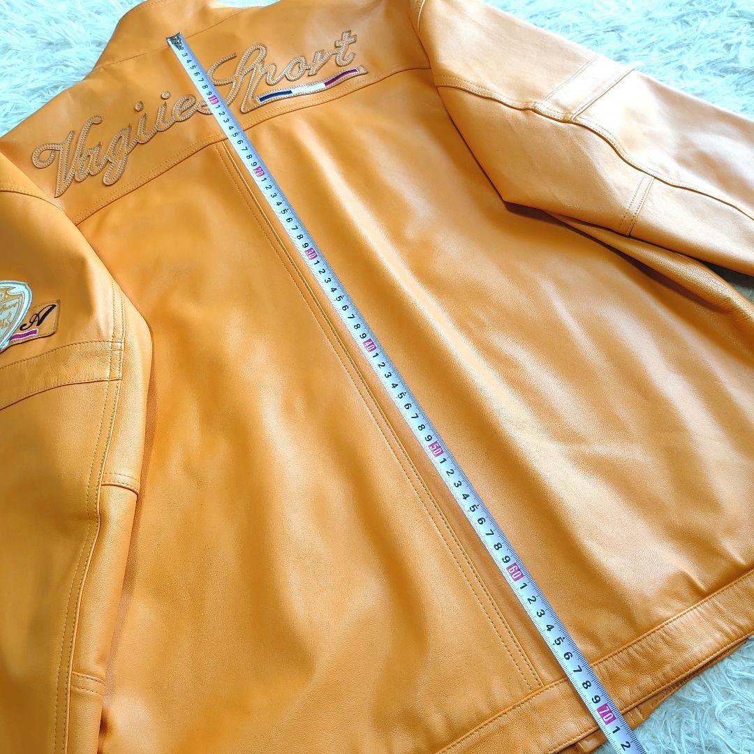 【美品】バジエ シングルライダース 羊革 レザー刺繍 レザージャケット XL