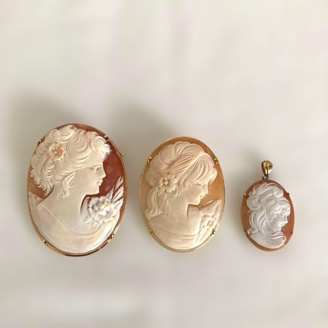 カメオ ブローチ・ペンダント 3点セット
