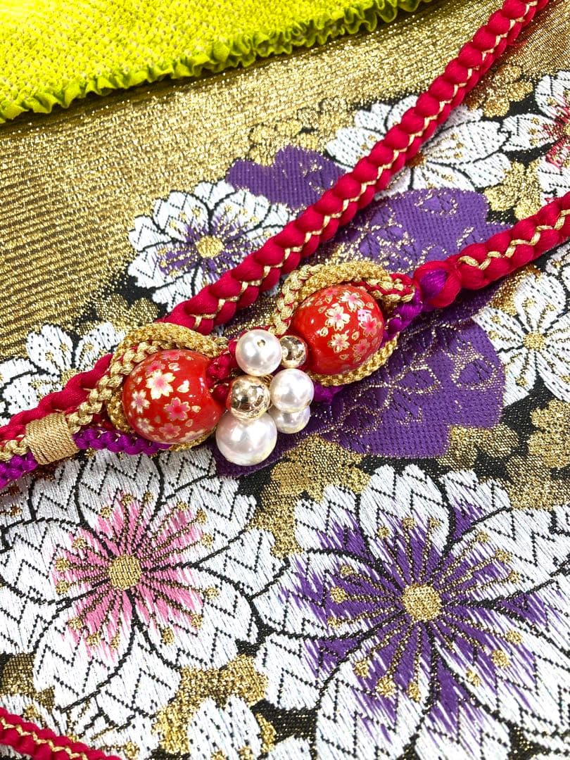 振袖フルセット 7点セット 赤色 振袖袋帯長襦袢重ね衿刺繍半衿帯締帯揚