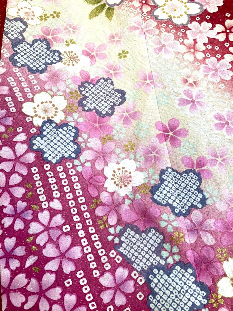 振袖フルセット 7点セット 赤色 振袖袋帯長襦袢重ね衿刺繍半衿帯締帯揚