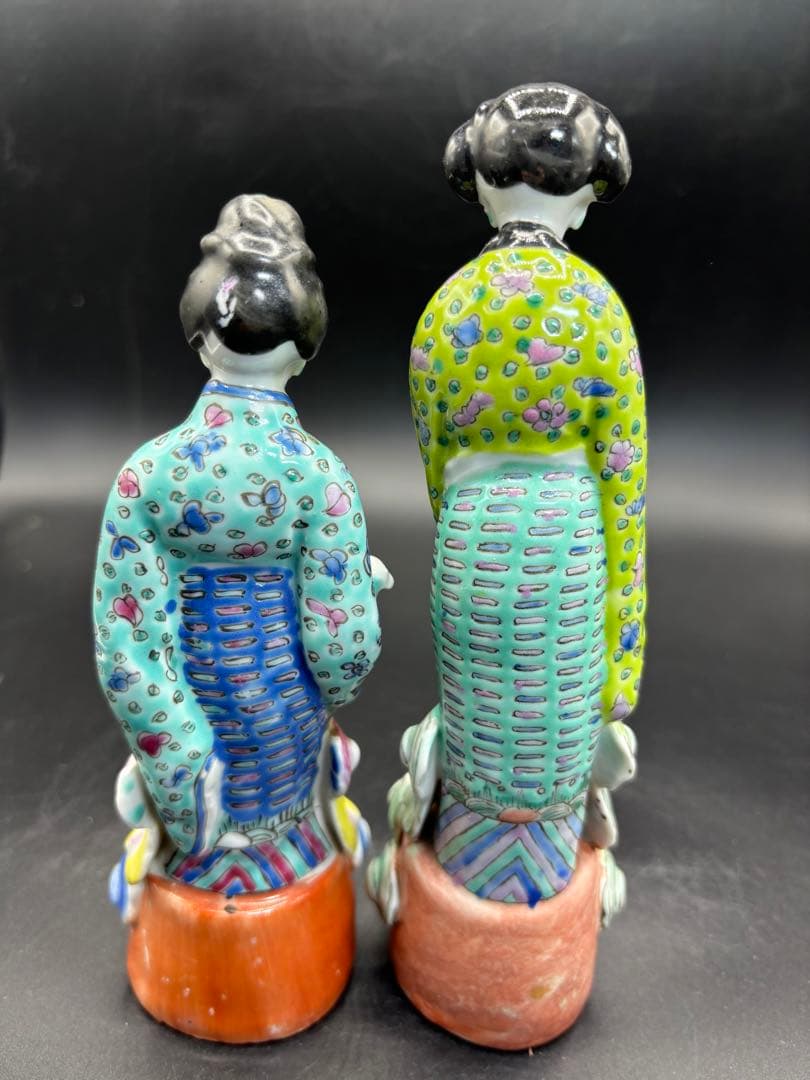 中国美術 古玩 色絵陶人形 陶器人形 高さ約20cm 置物 オブジェ 古董品