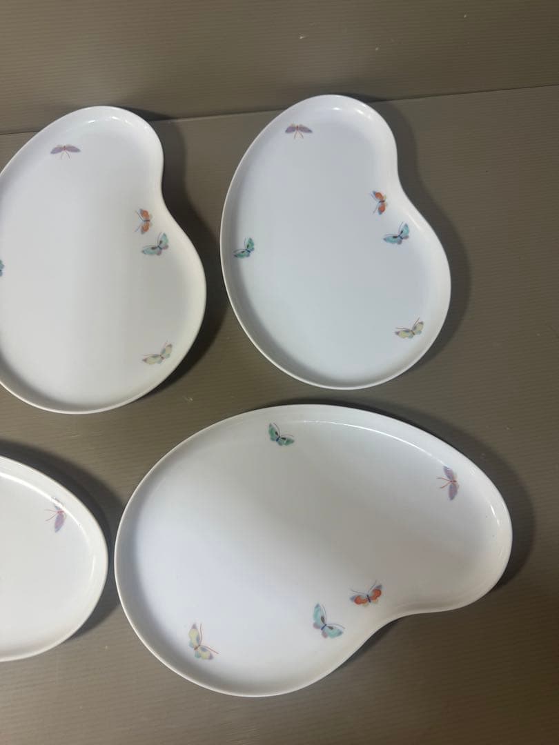 2521 深川製磁　瓢箪型　蝶文　皿　5客　未使用
