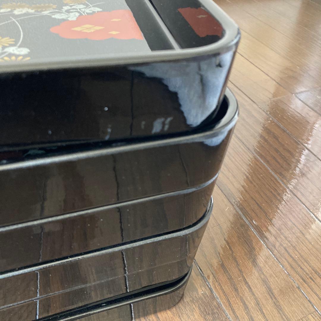 お盆　漆　10枚セット　平安菊　正方形