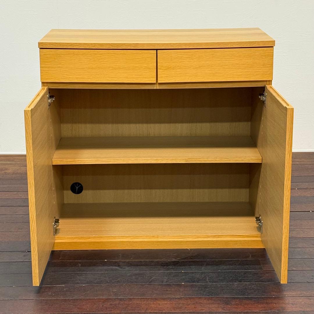 H112K71 無印良品 MUJI 木製キャビネット 木扉 オーク材