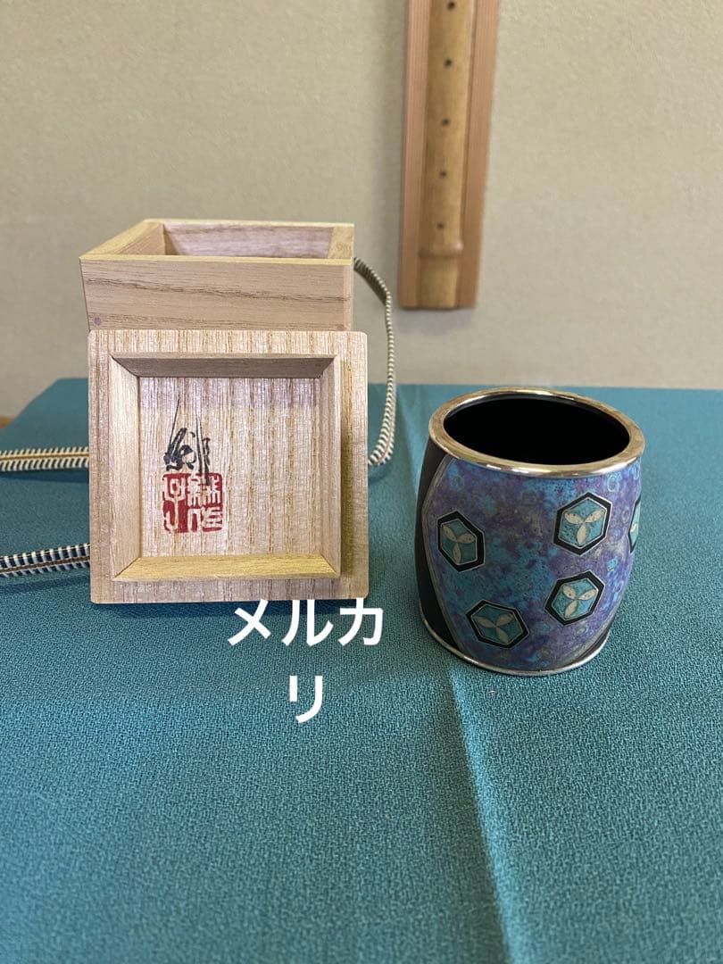 茶道具/蓋置 『亀甲文 いにしえ』泥釉七宝作家 上沼緋佐子