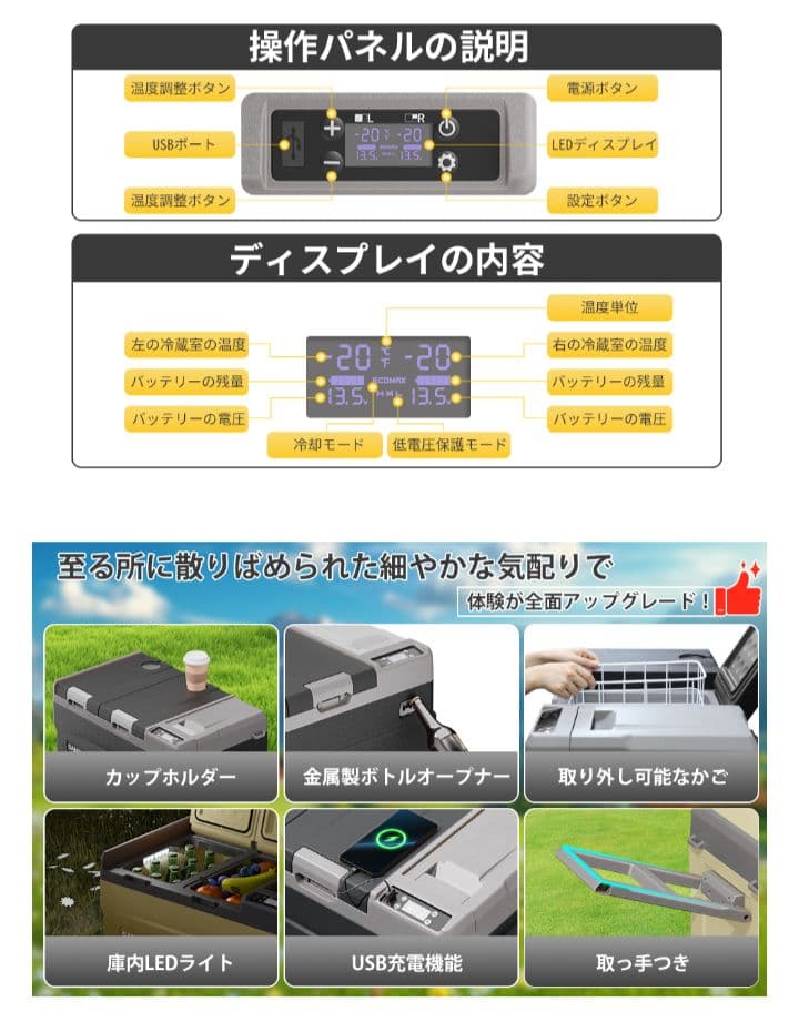 ポータブル冷蔵庫 55L 新品未使用 車載冷蔵庫 モバイルバッテリー付