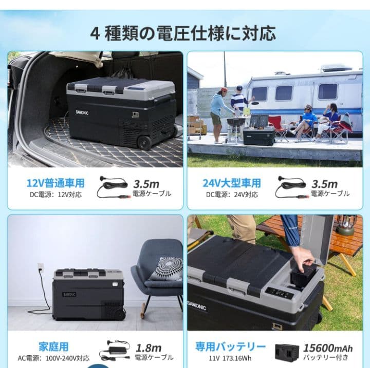 ポータブル冷蔵庫 55L 新品未使用 車載冷蔵庫 モバイルバッテリー付