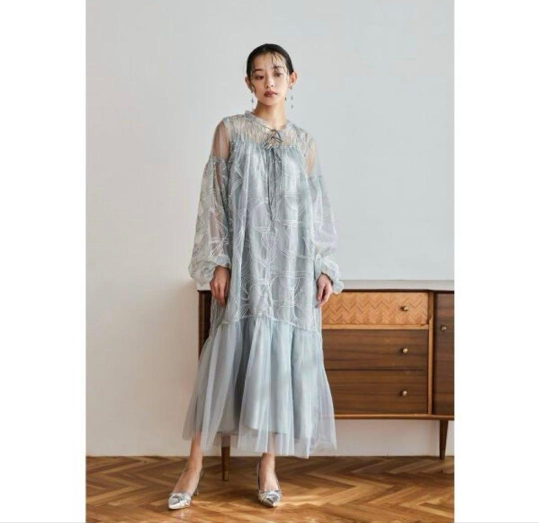 リボンエンブロイダリーレイヤードドレス　ニアナ　niana