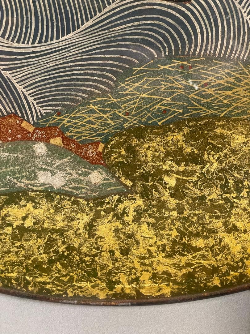 九谷焼　谷敷正人作　陶額雪月花『月』飾絵皿　飾皿　陶板画　額装