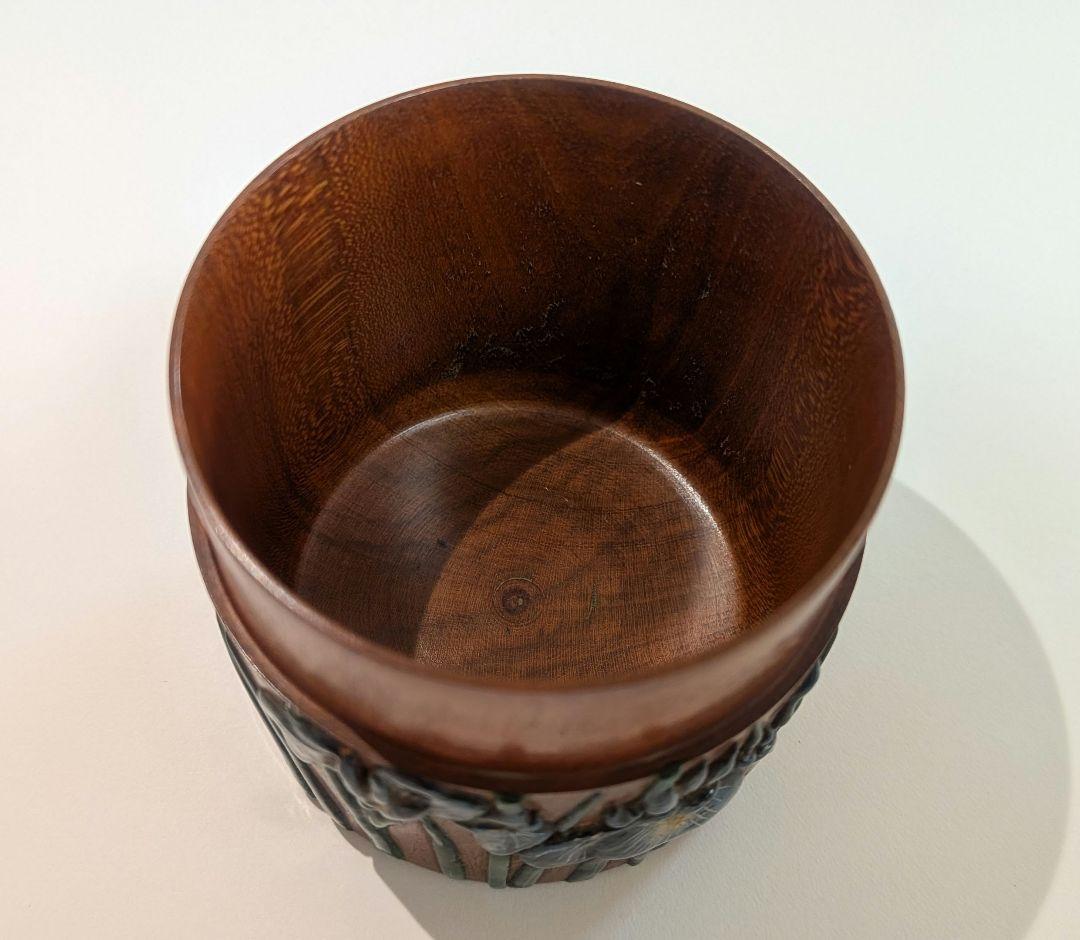 『茂利漆』茶器　光宣作　棗　菖蒲　茶道具　茶入　中次　木彫　あやめ　吹雪